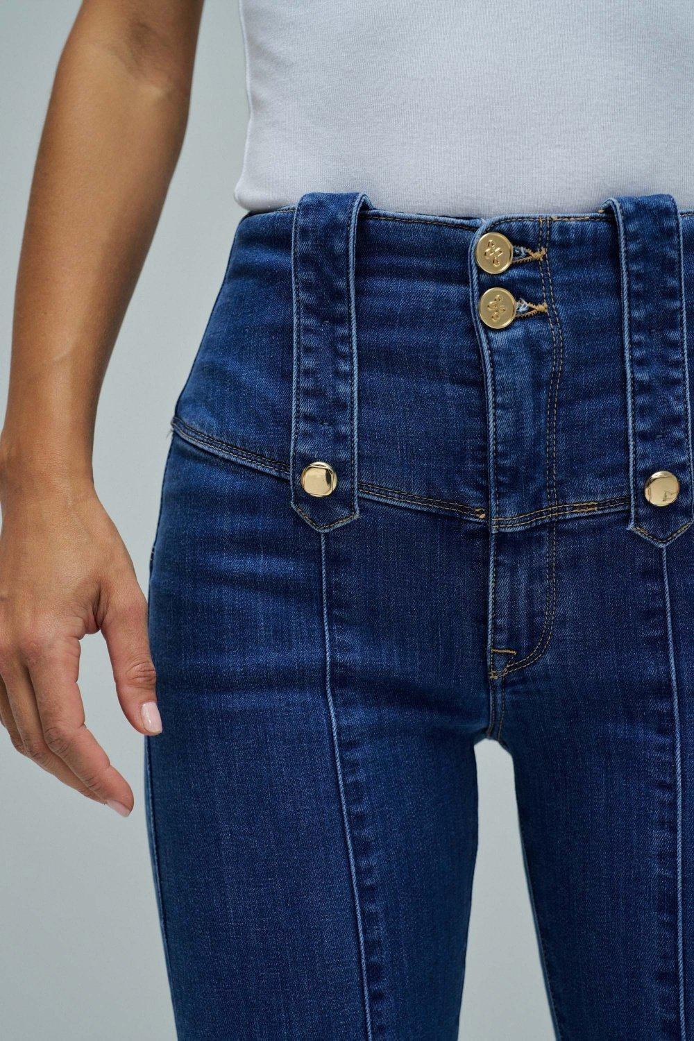 Diva Push In Flare Jeans, Blue, large image number 4