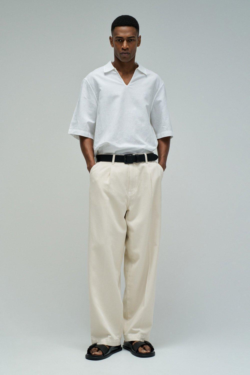 Loose Fit Trousers, Beige, medium