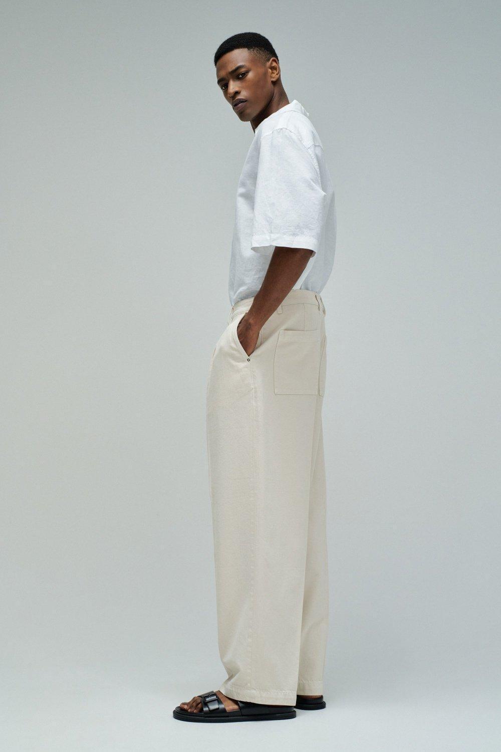 Loose Fit Trousers, Beige, medium