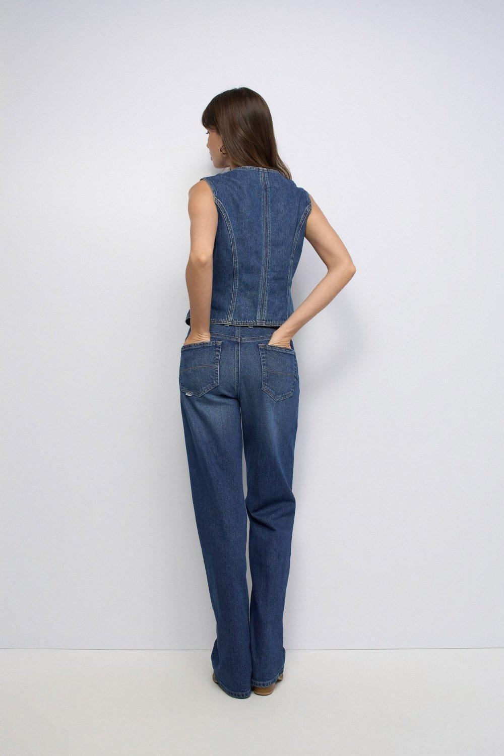 Waistcoat In Denim, Navy, large image number 3