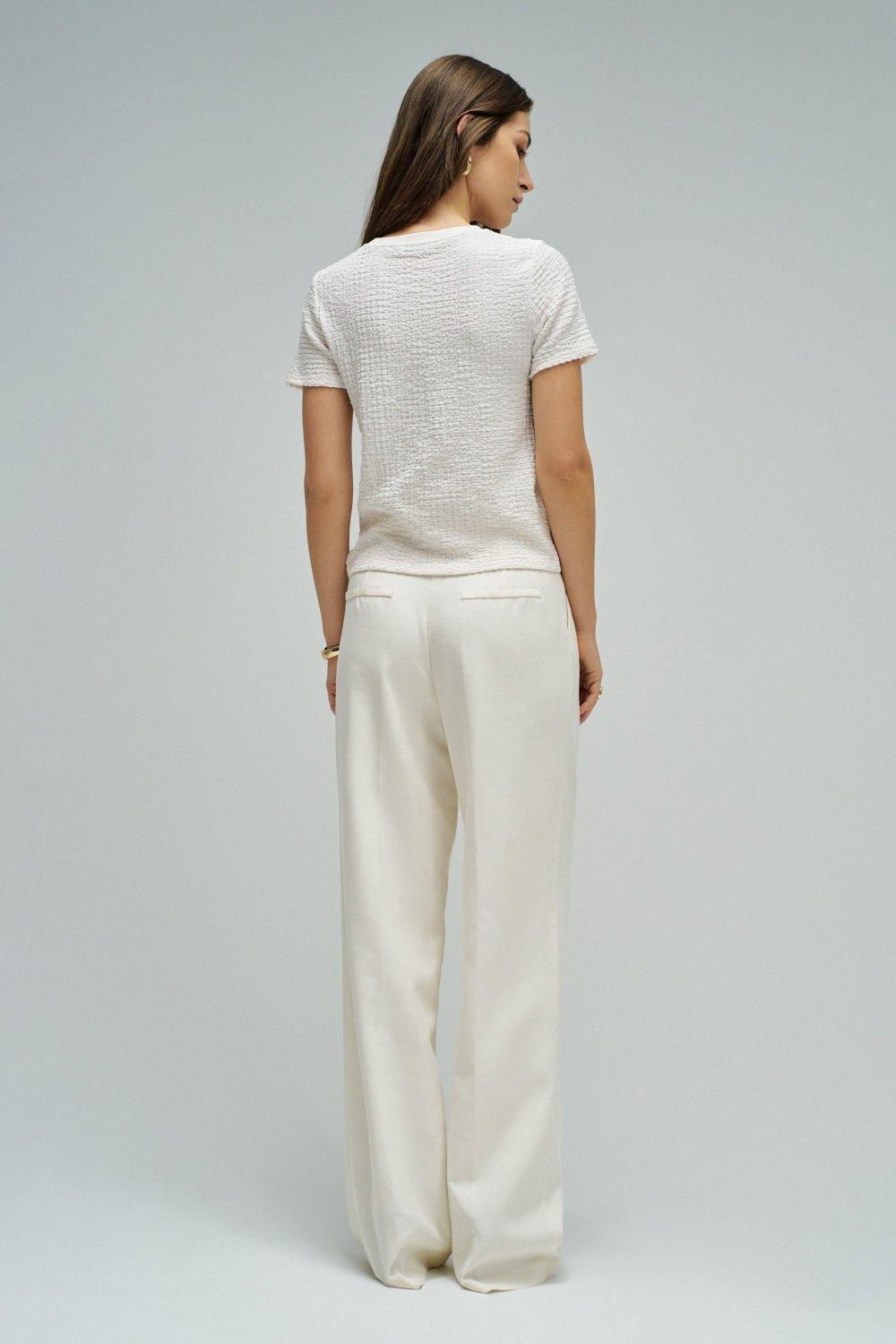 Textured T-Shirt With Front Knot, White, large image number 3