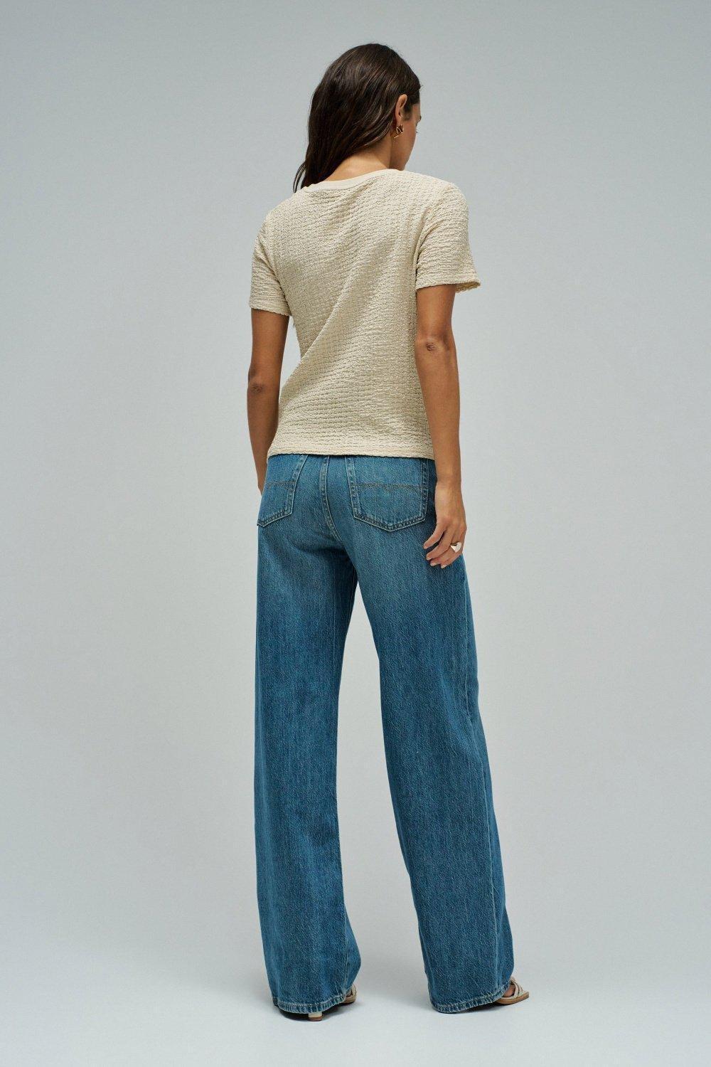 Textured T-Shirt With Front Knot, Pearl, large image number 3