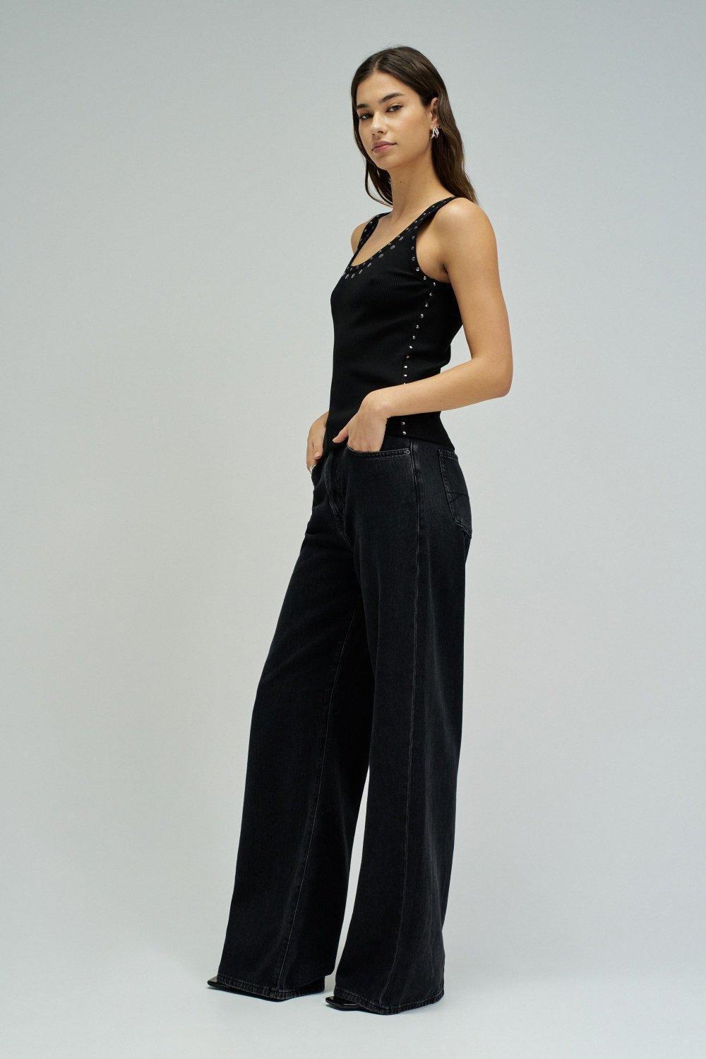 Top With Applications On The Neckline, Black, large image number 2