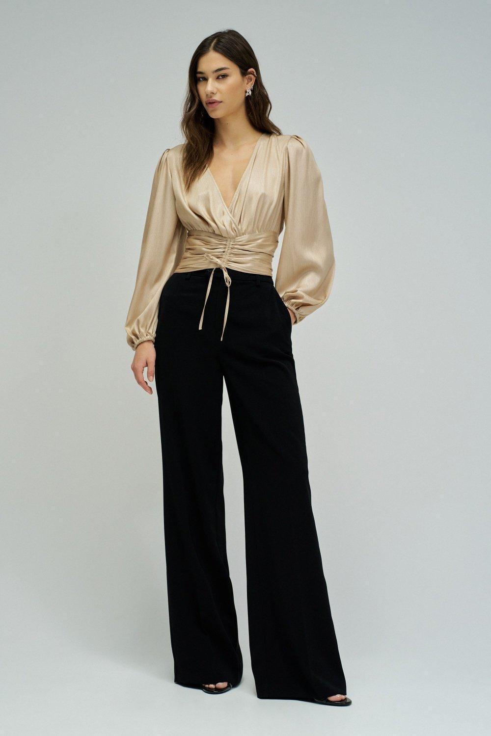 Puffed Sleeves Blouse, Gold, large image number 1