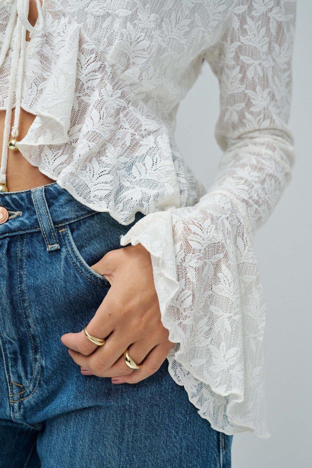 Lace Blouse, Beige, large image number 4