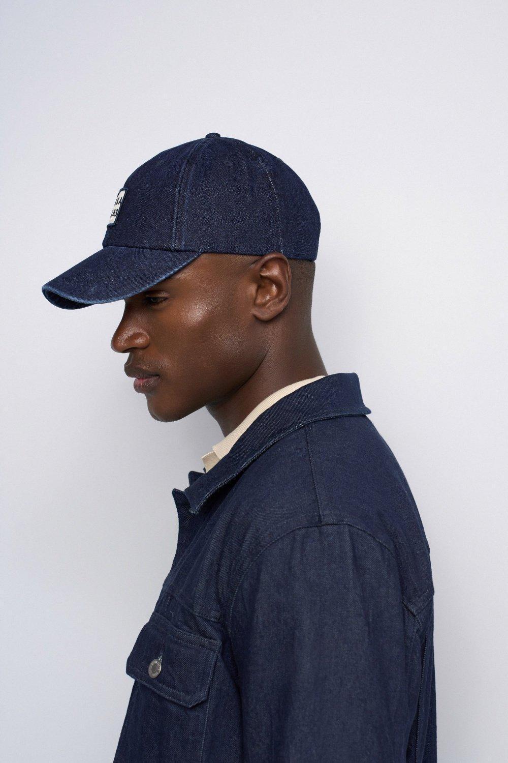 Denim Cap With Branding, Navy, medium