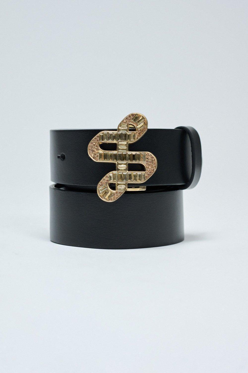 Logo Buckle Leather Belt, Black, medium