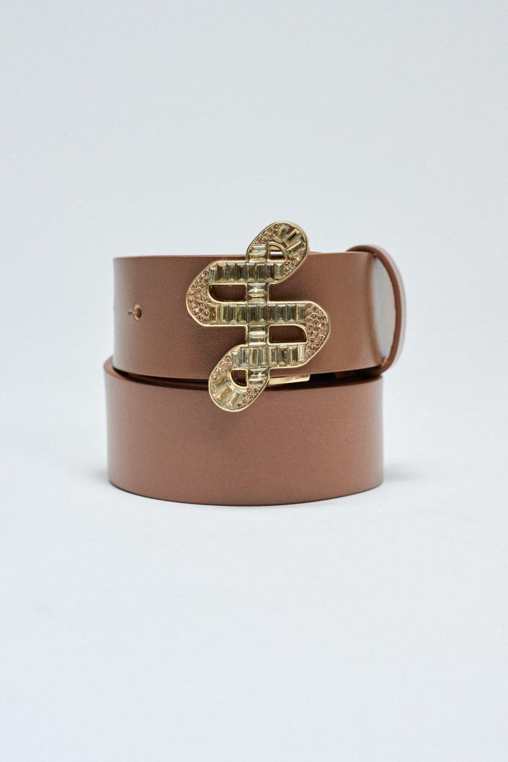 Logo Buckle Leather Belt, Orange, medium