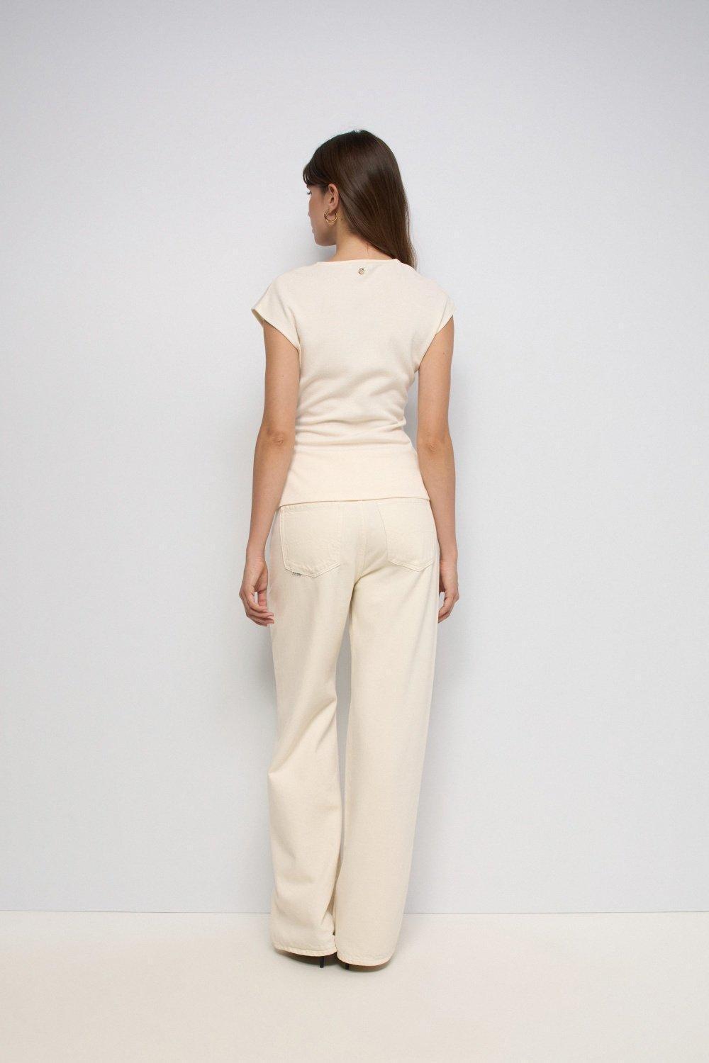 Wrap Knitted Top, Beige, large image number 3