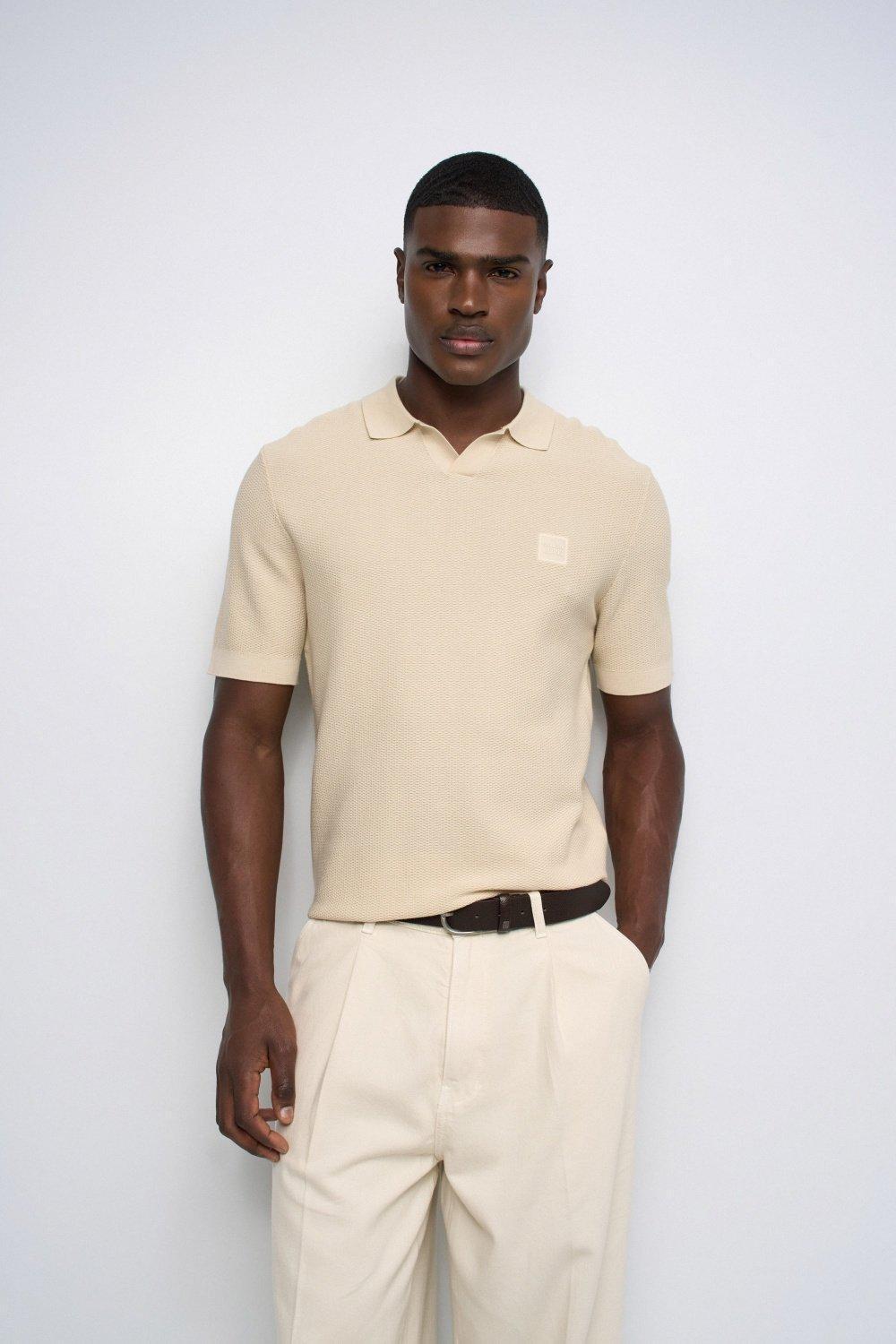 Knitted Polo, Brown, medium