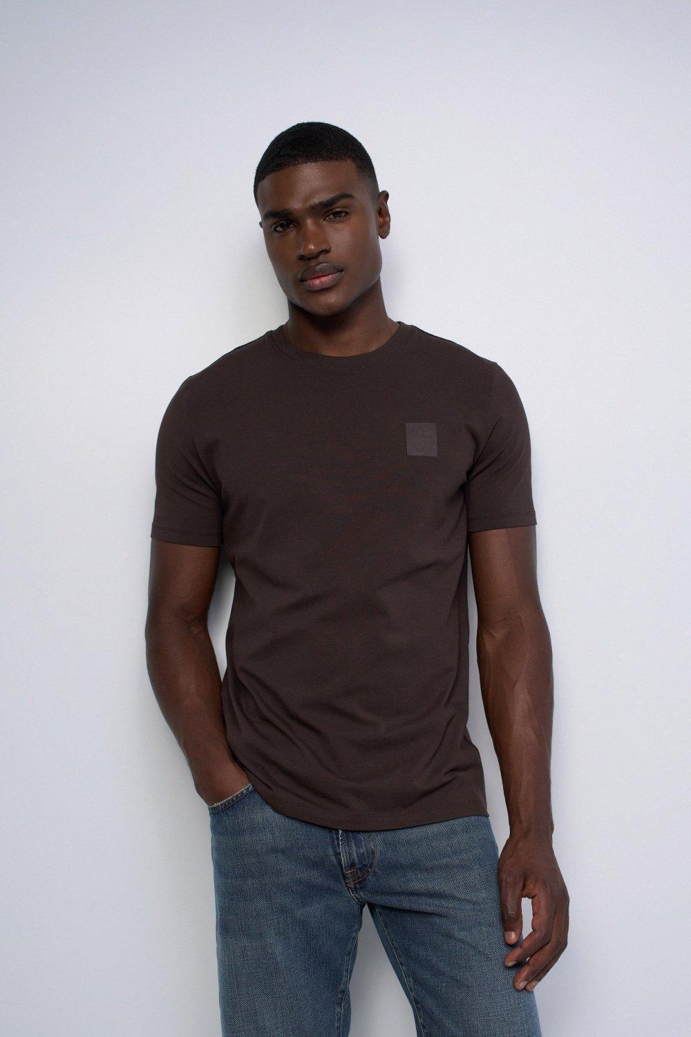 T Shirt With Branding, Brown, medium