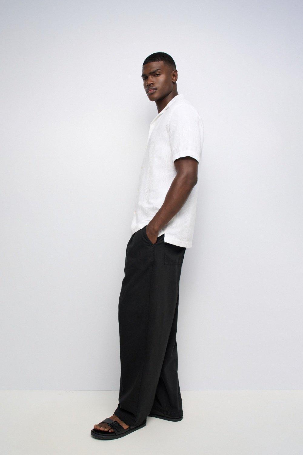 Textured Short Sleeve Shirt, White, large image number 2