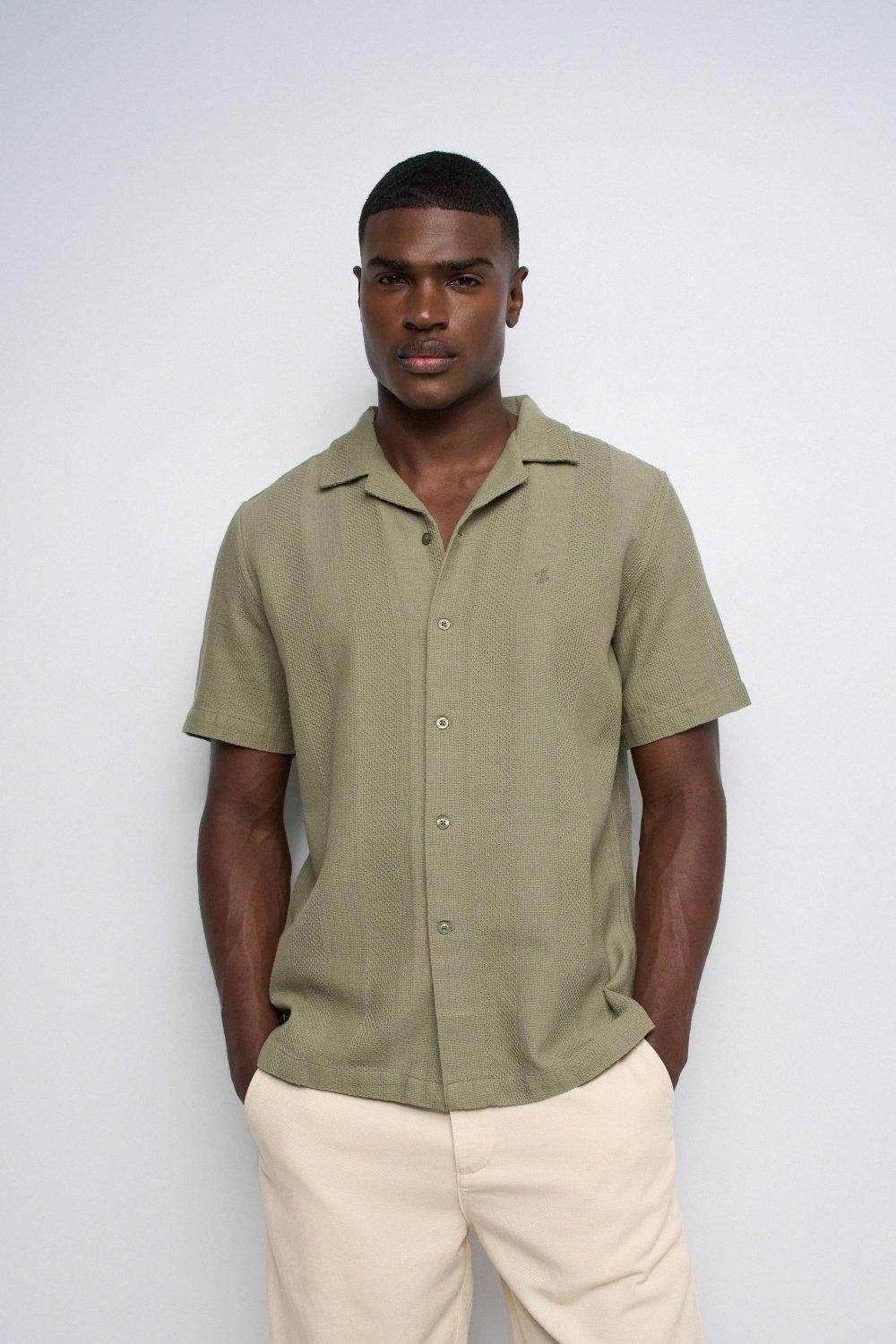 Textured Short Sleeve Shirt, Lime Green, large image number 0