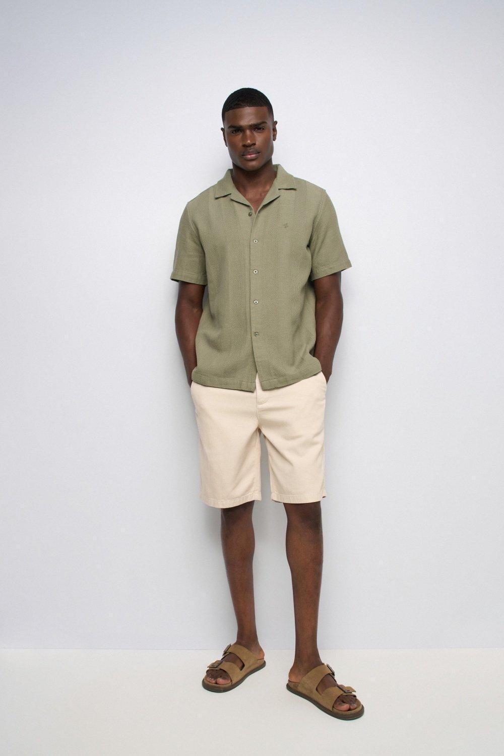 Textured Short Sleeve Shirt, Lime Green, medium