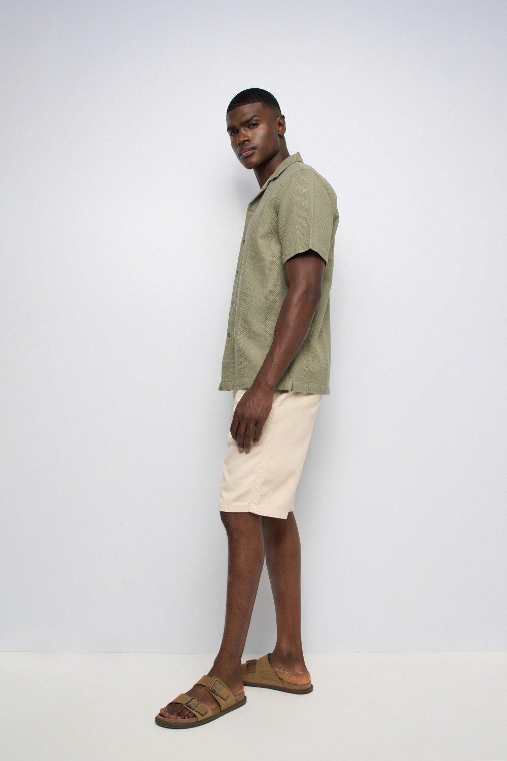 Textured Short Sleeve Shirt, Lime Green, large image number 2