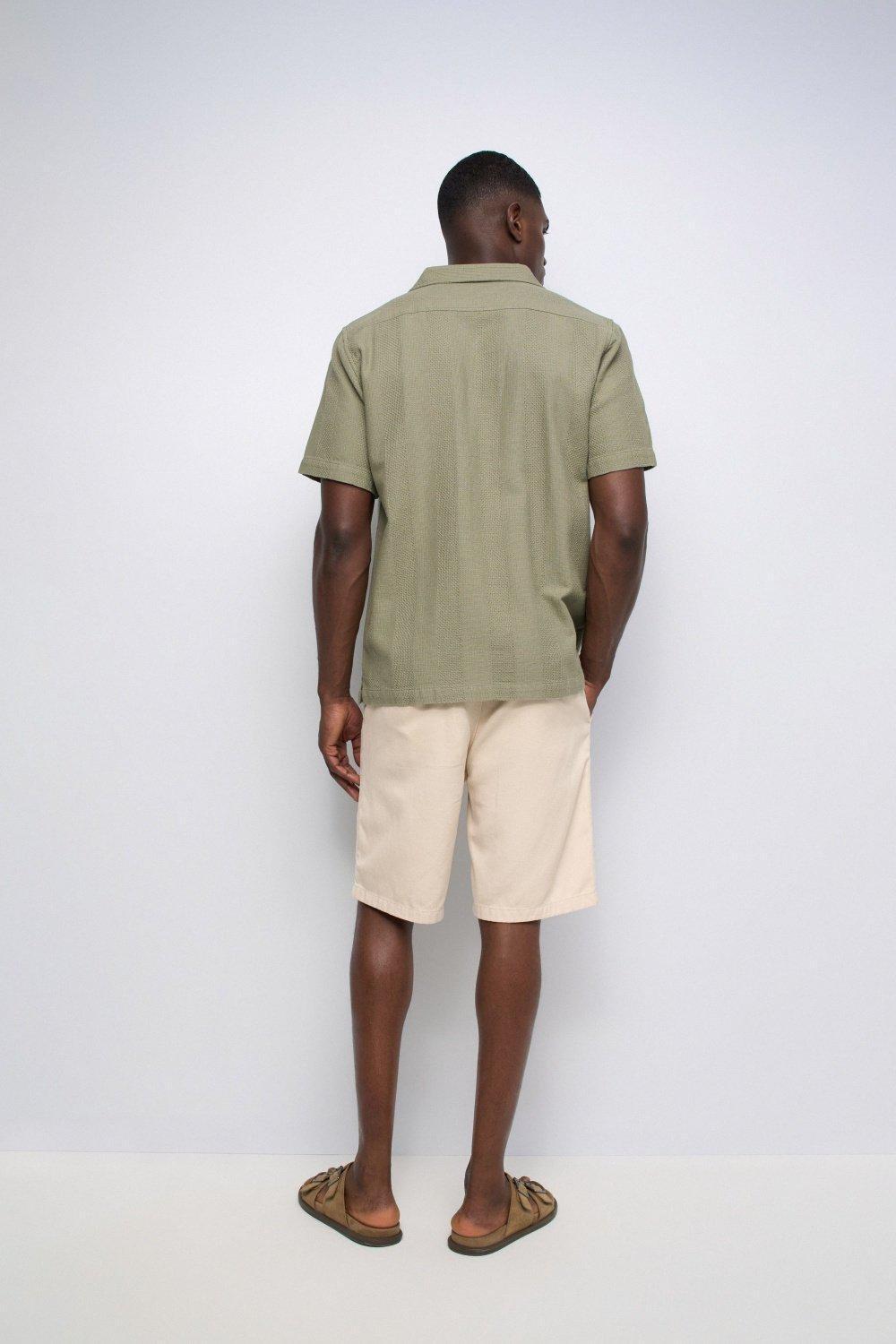 Textured Short Sleeve Shirt, Lime Green, large image number 3