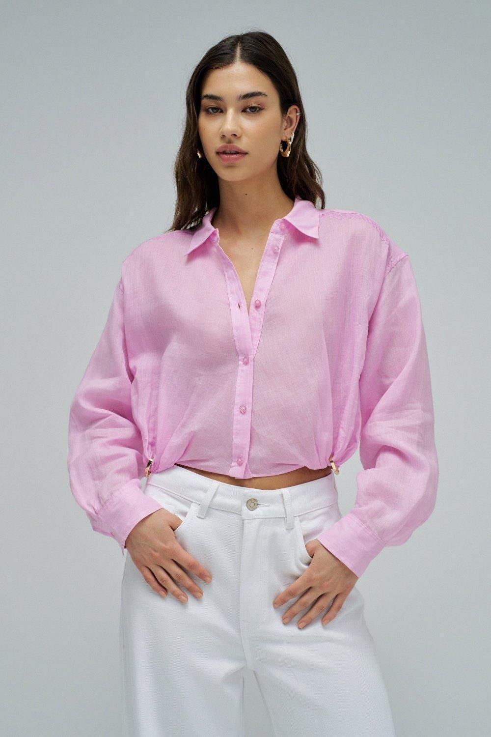 Cropped Shirt, Pink, medium