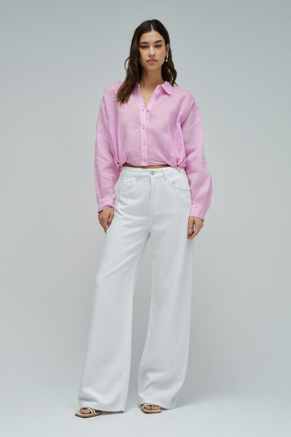 Cropped Shirt, Pink, medium