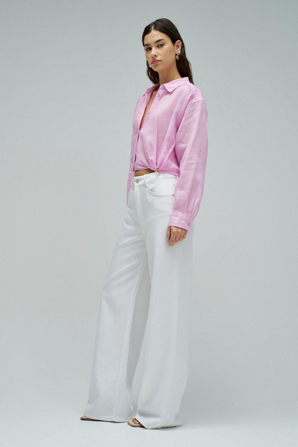 Cropped Shirt, Pink, medium