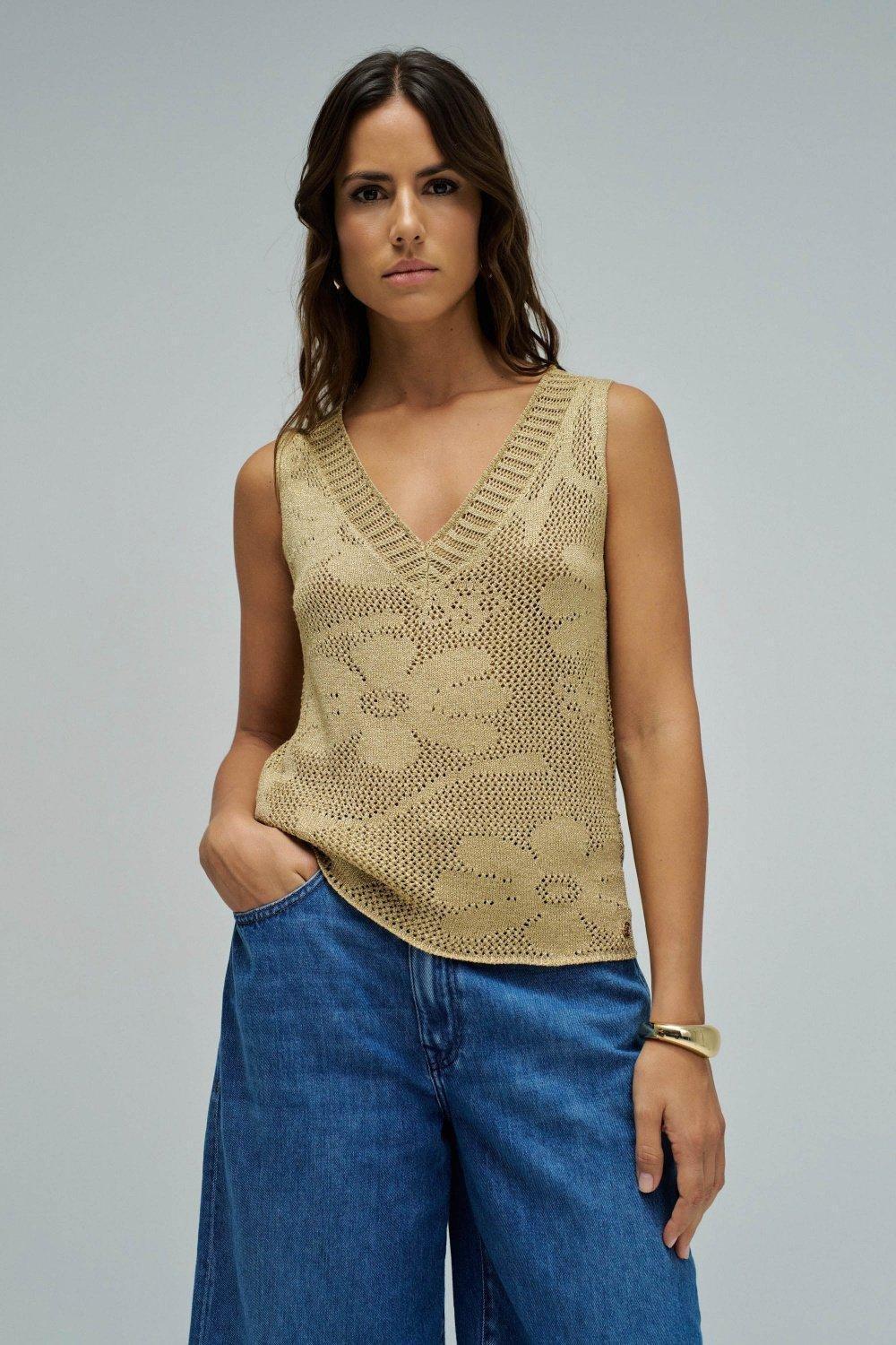Top In Golden Mesh, Gold, large image number 0