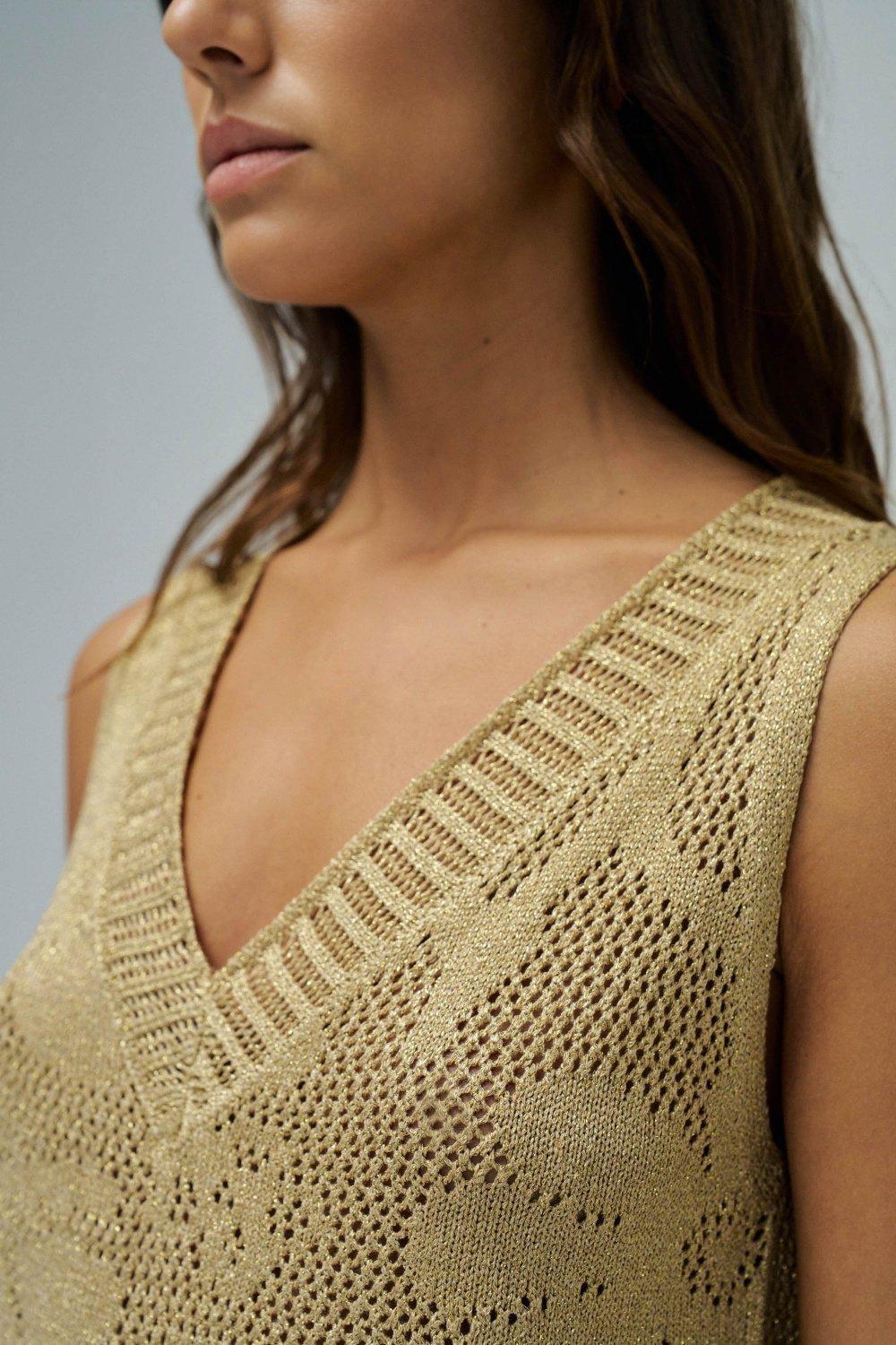 Top In Golden Mesh, Gold, large image number 4