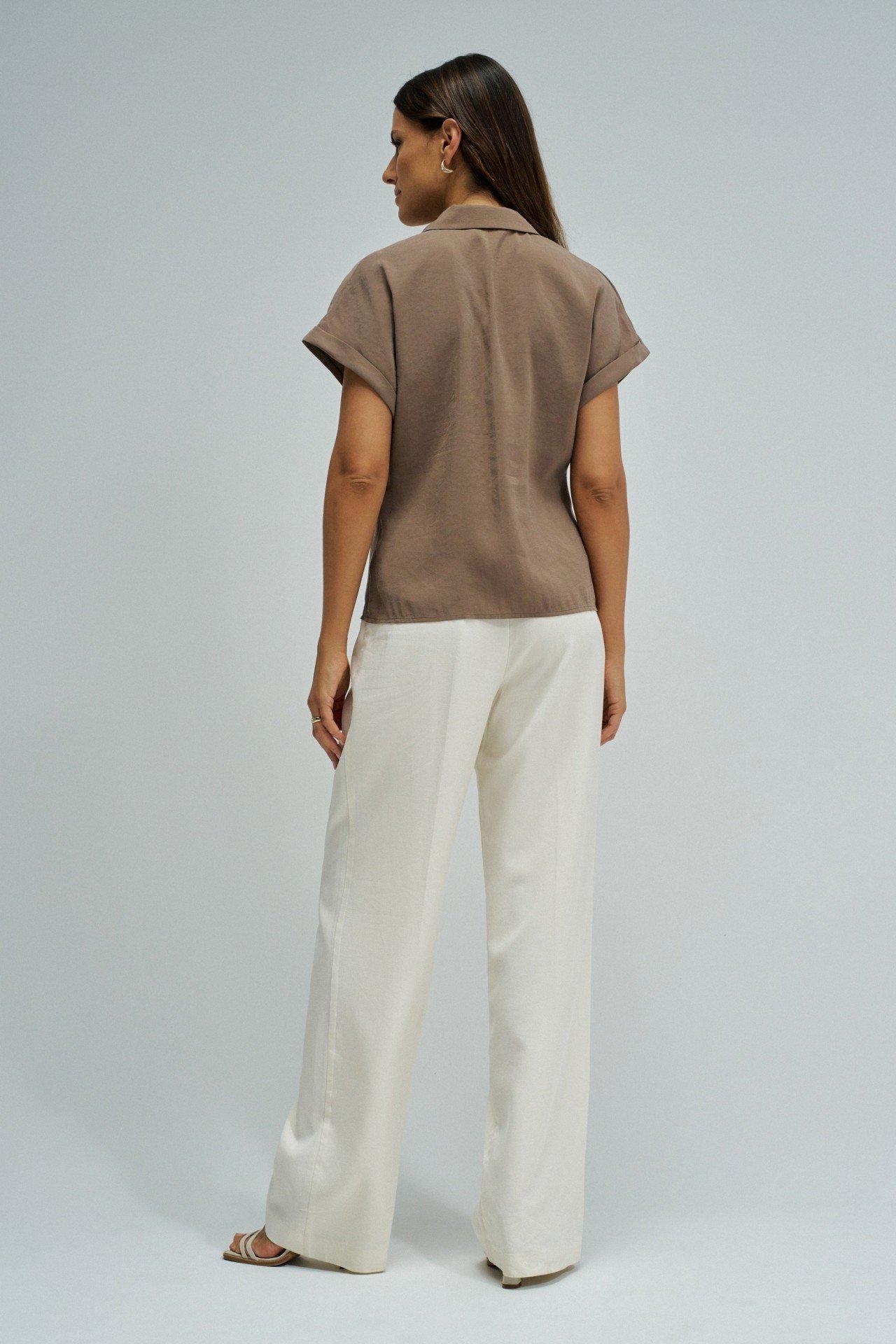 Shirt With Bow, Brown, medium