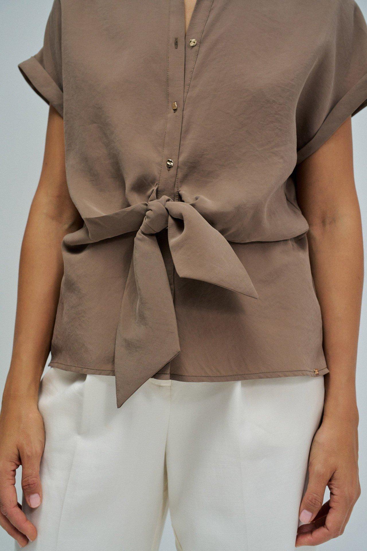 Shirt With Bow, Brown, medium