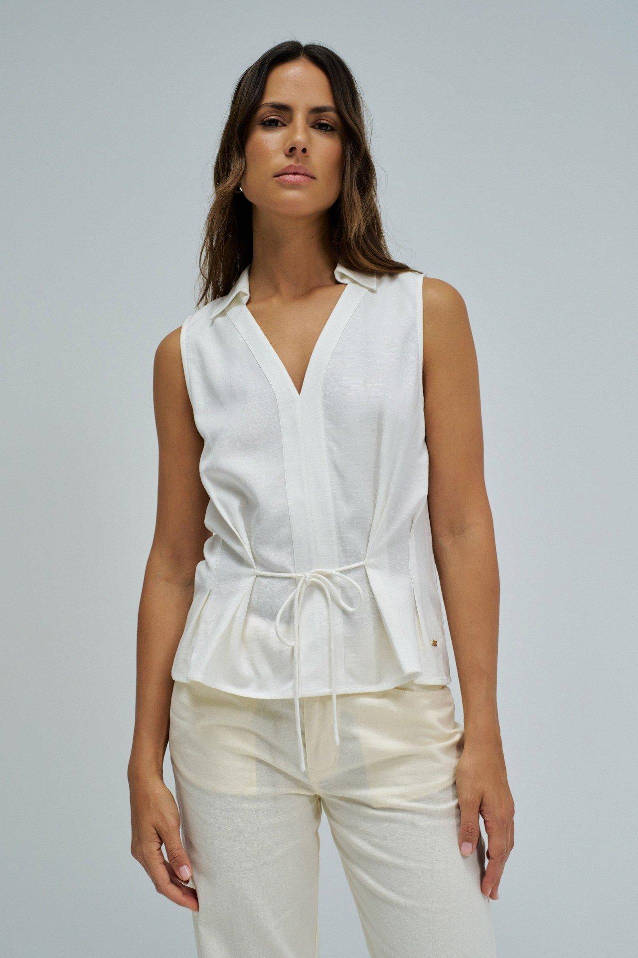 Linen Shirt, White, medium