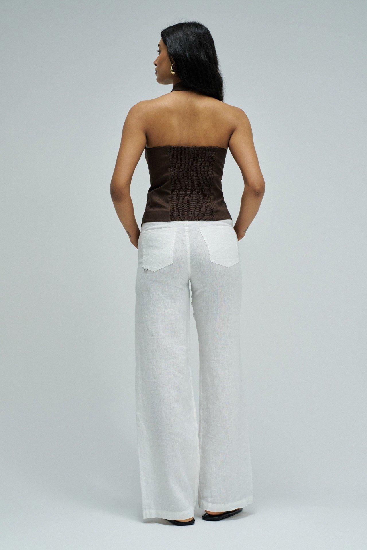 Linen Vest, Brown, medium