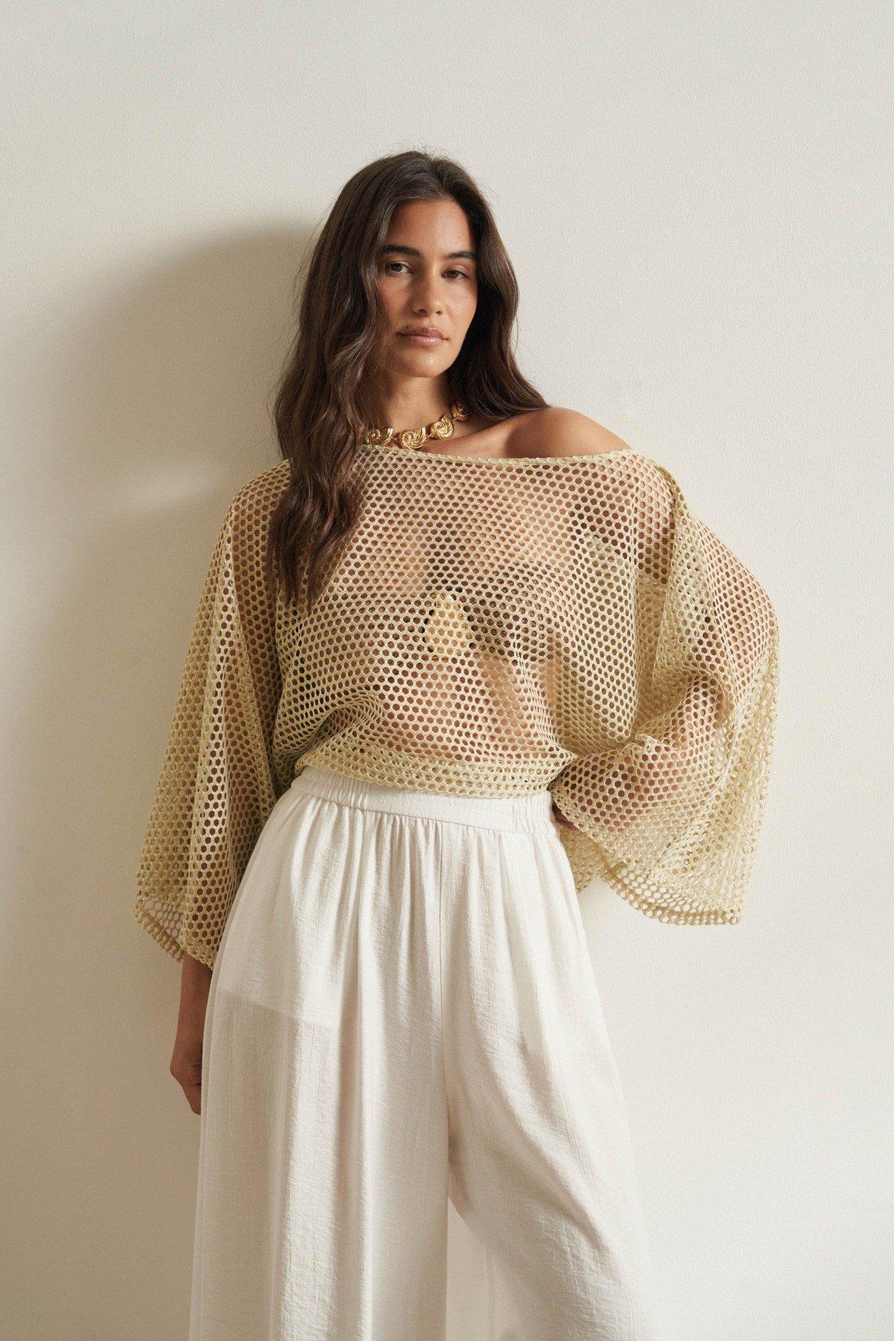 Lurex Top, Gold, large image number 0