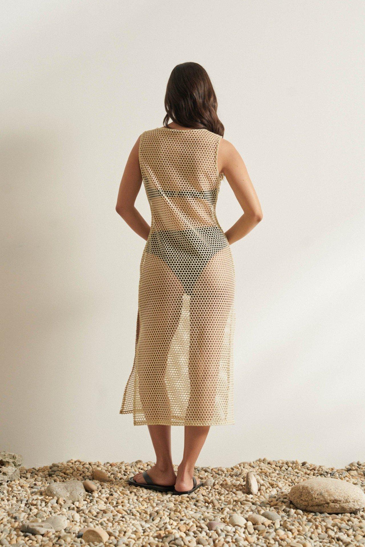 Crochet Dress, Gold, medium