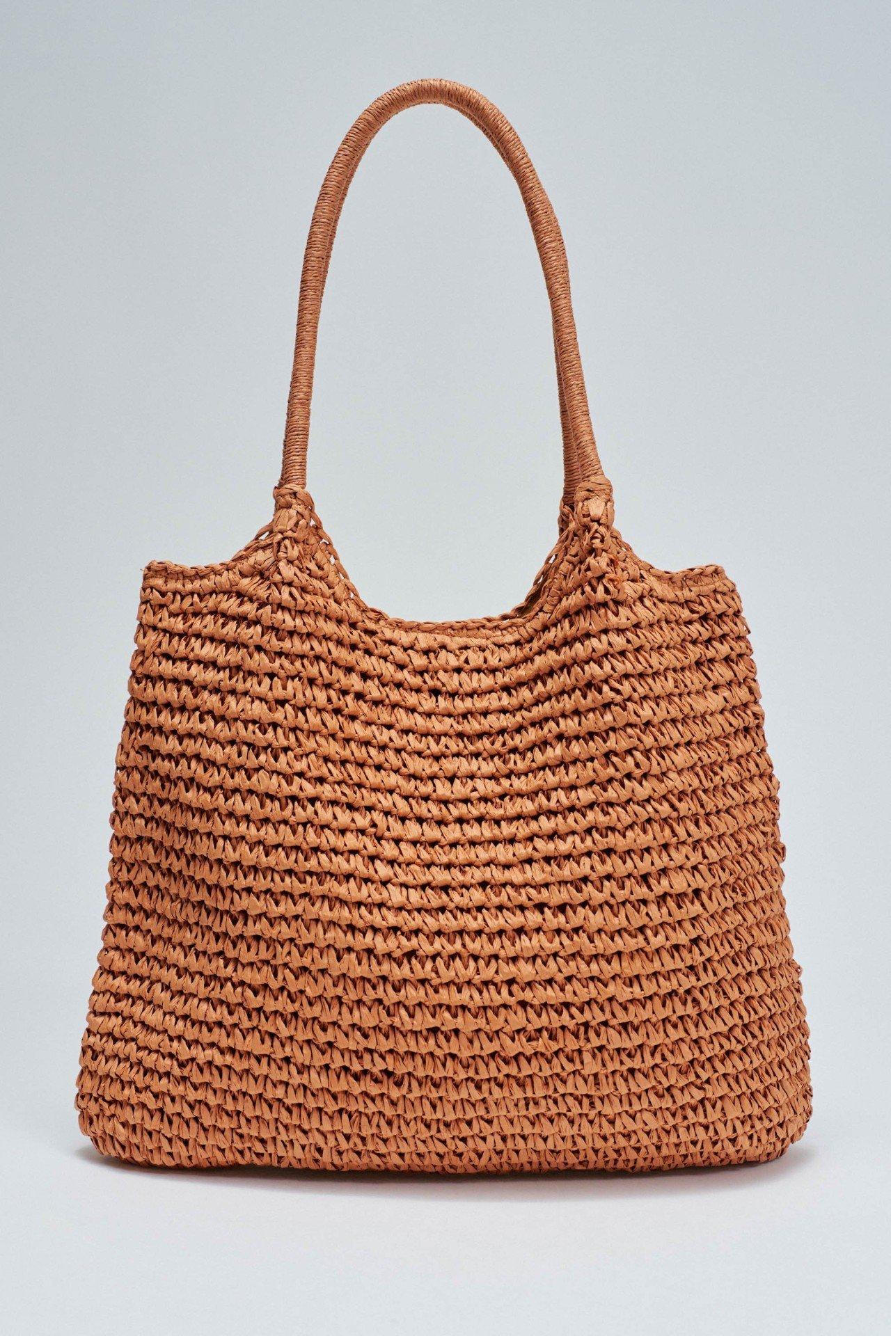 Raffia Bag, Red, medium