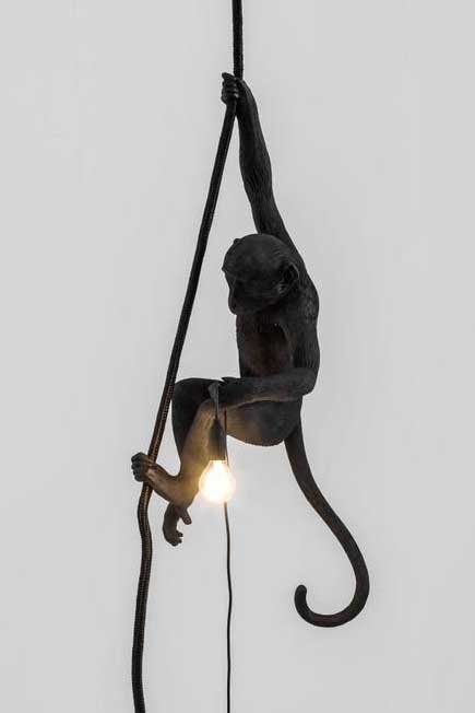 Seletti - Monkey Lamp With Rope Black Outdoor