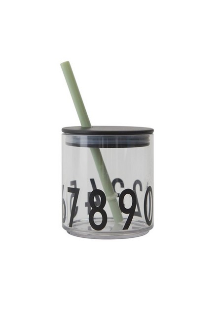 Design Letters - Straw lid for kids drinking glass Green