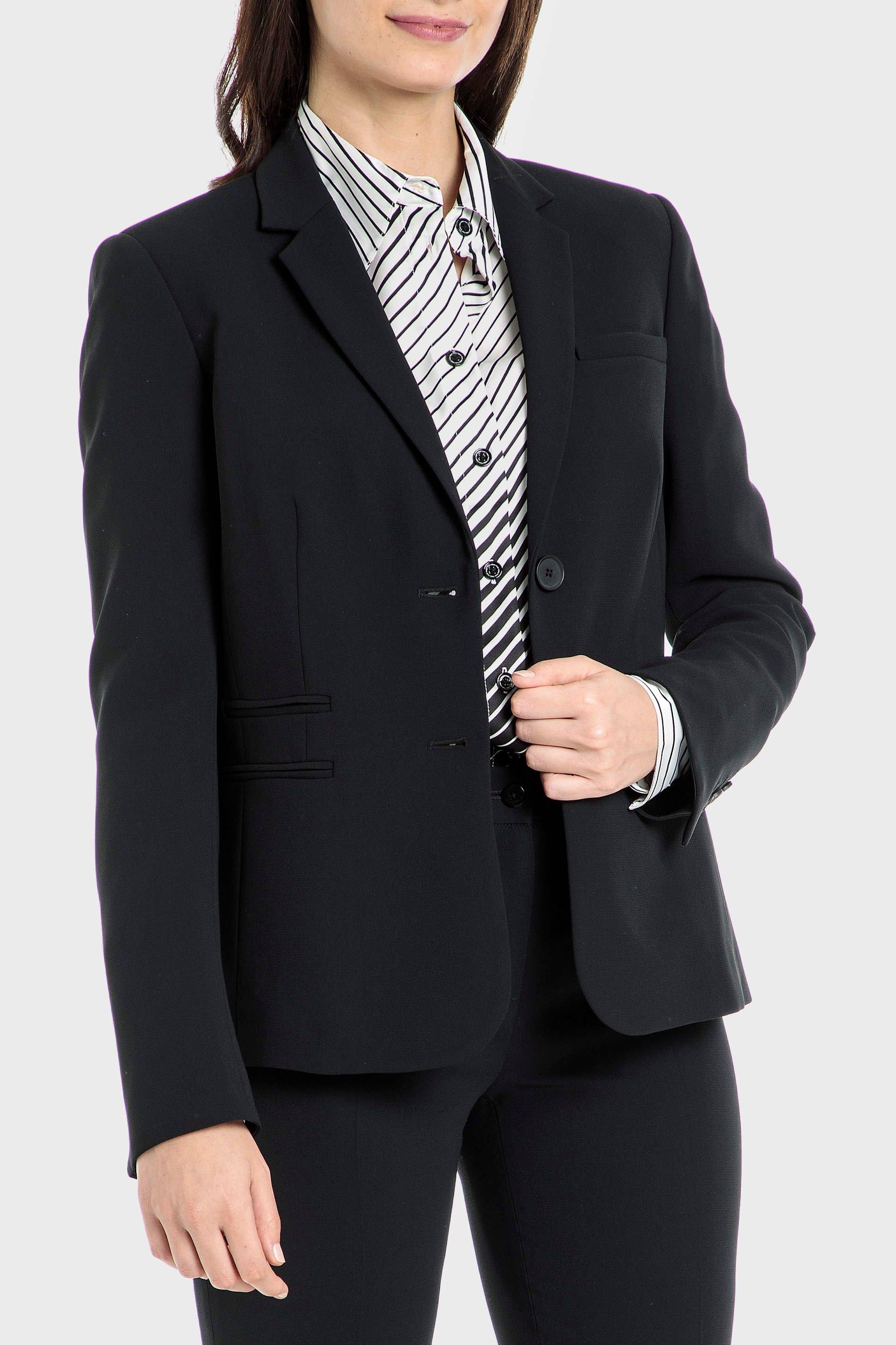 Black Crepe Blazer, Women, , large image number 0