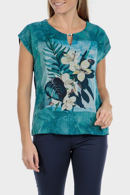 Punt Roma - Turquoise Floral T-Shirt