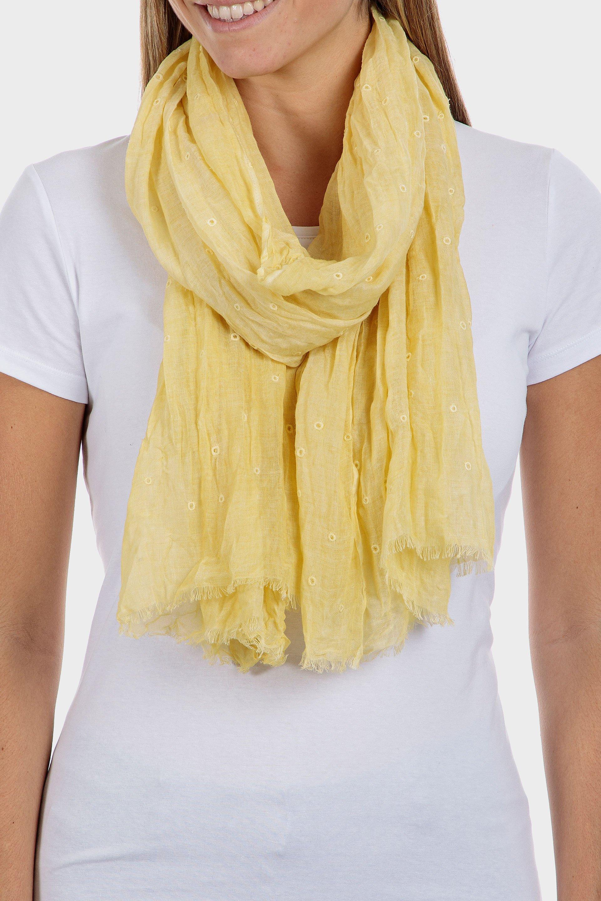 Yellow Polka Dot Embroidered Pashmina, Women, , large image number 0