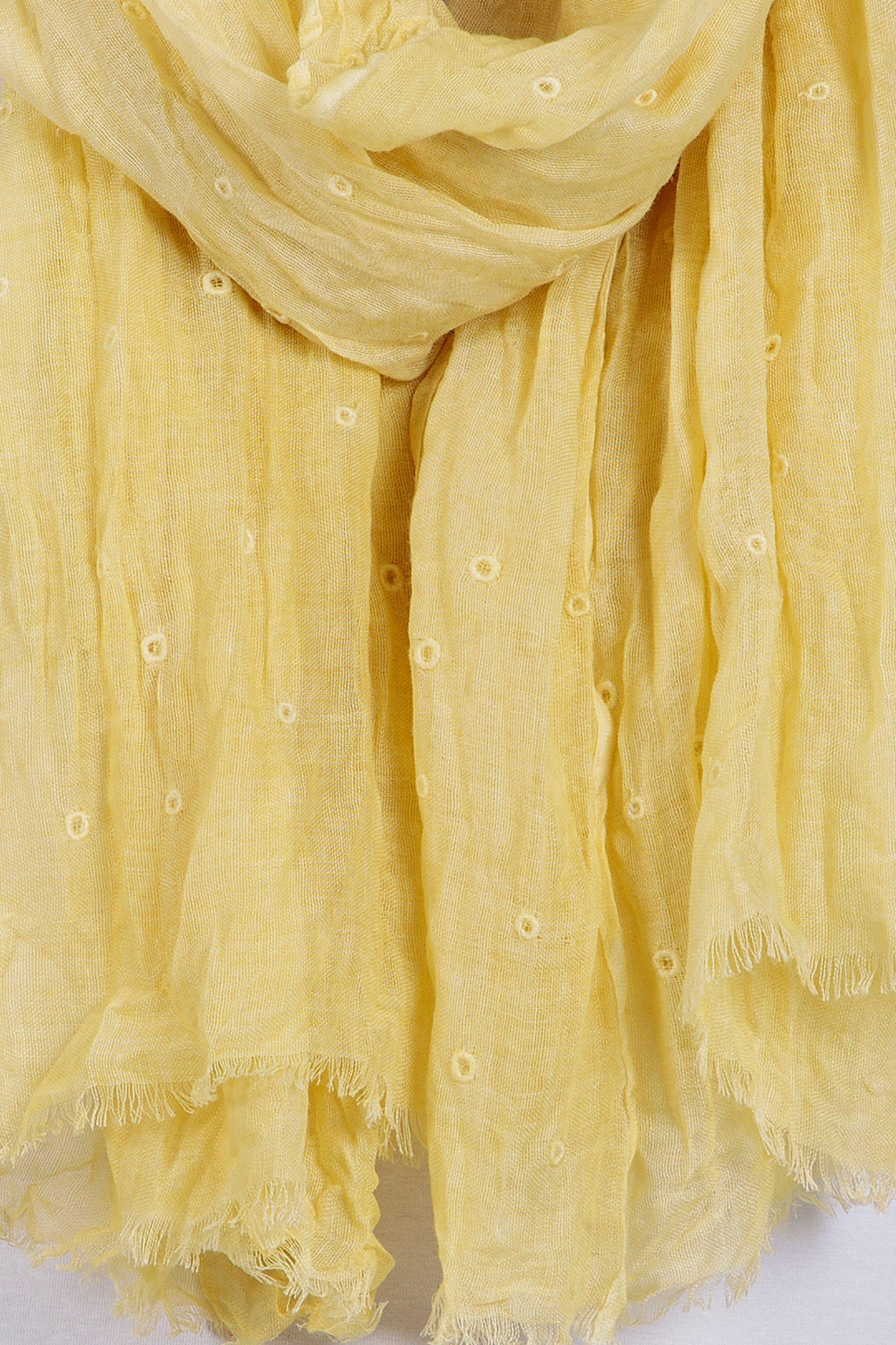 Yellow Polka Dot Embroidered Pashmina, Women, , large image number 1