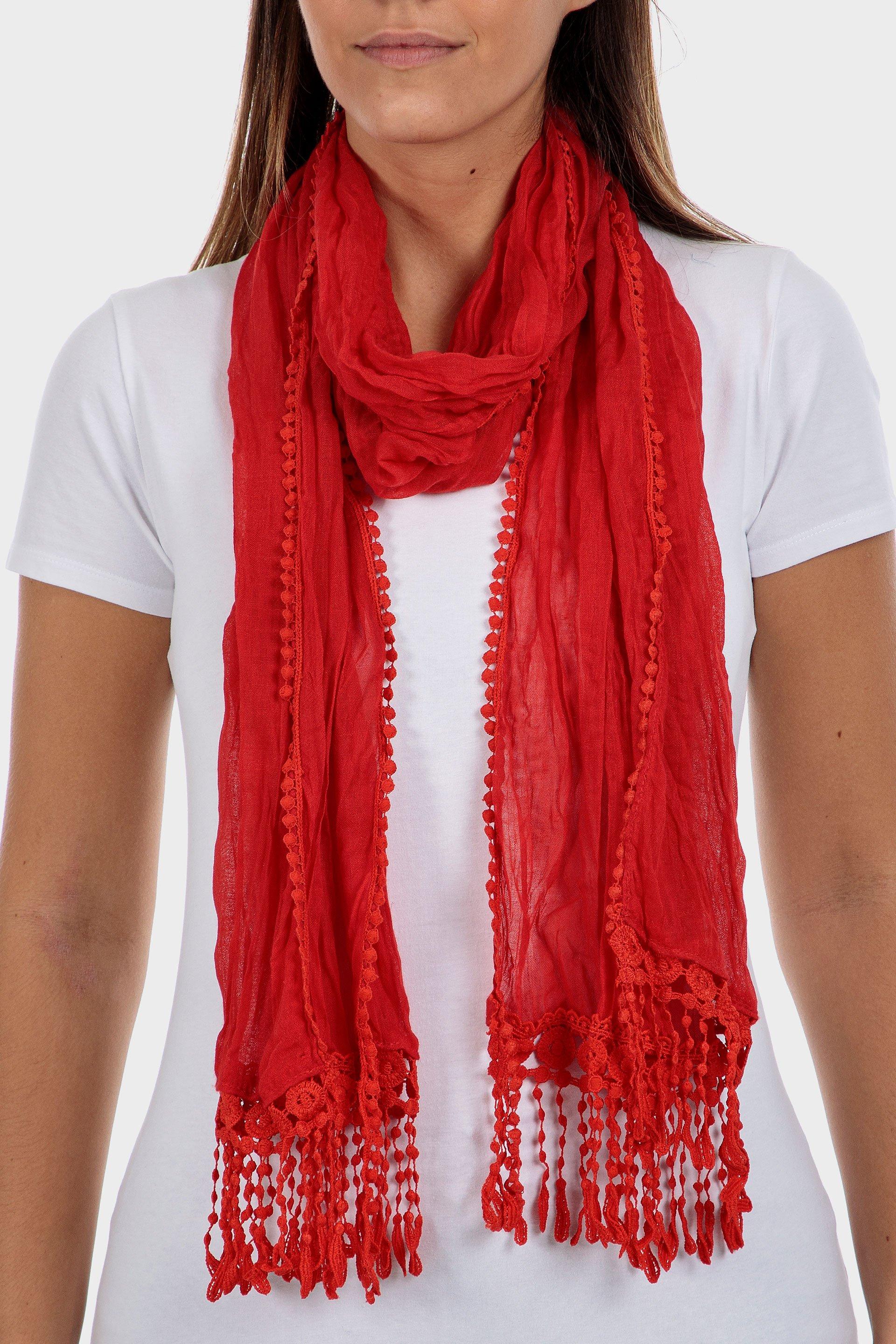 Red Crochet Foulard, , large image number 0