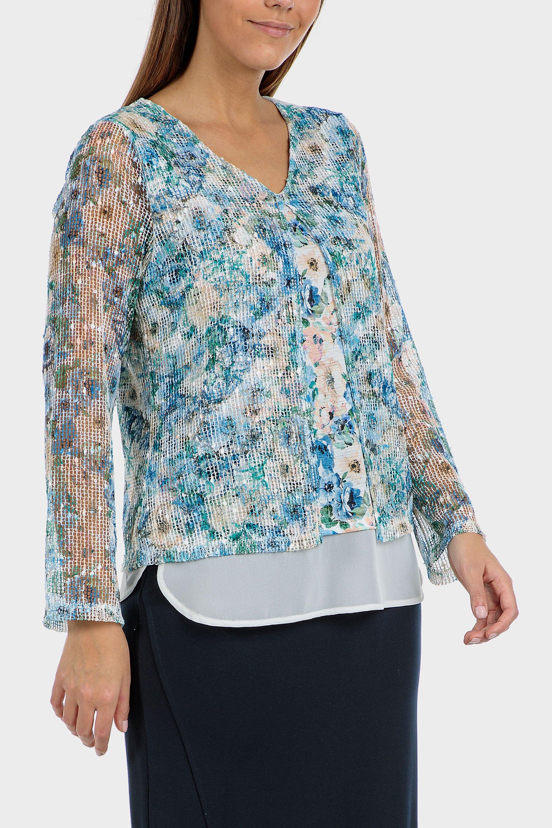 Blue Faux Floral Twinset, Women, , large image number 0