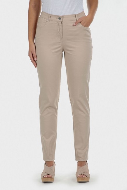 Punt Roma - Beige Cotton Trousers With Elastic