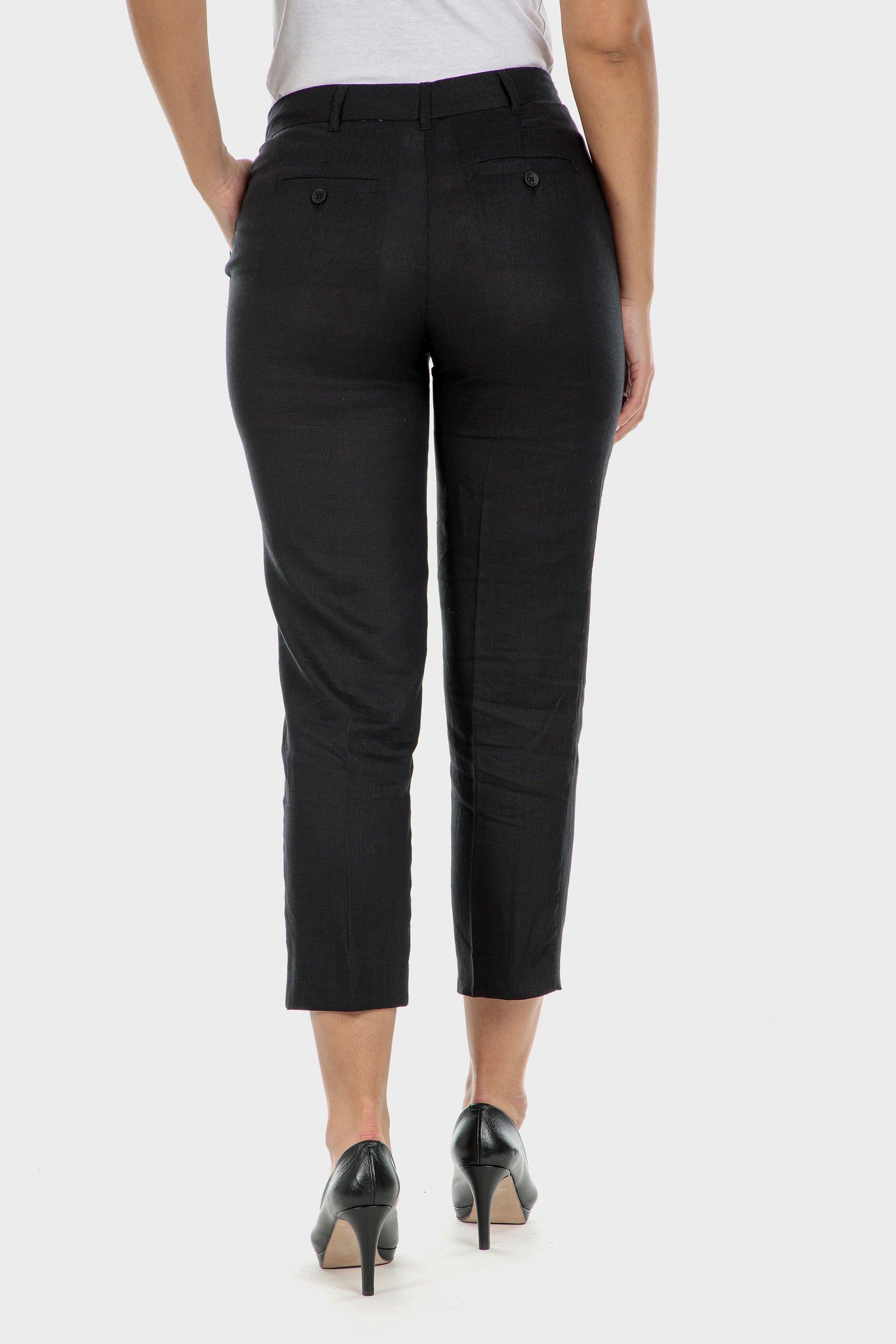 Black linen trousers, , large image number 1