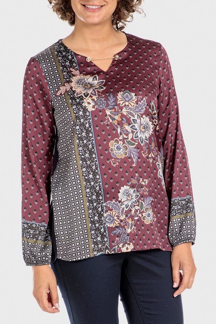 Punt Roma - Maroon Floral T-Shirt, Women