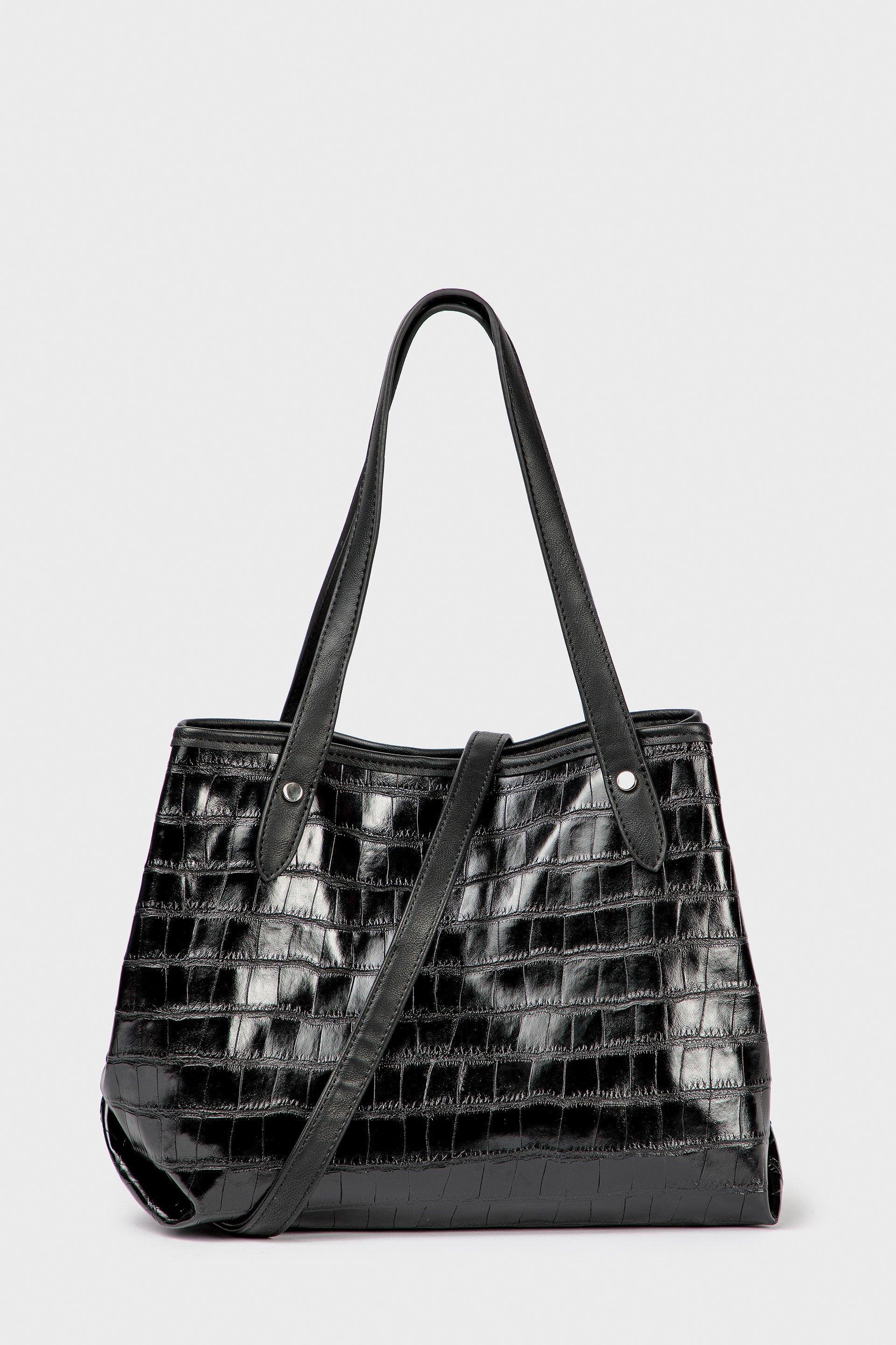 Black Crocodile Bag, Women, , large image number 0