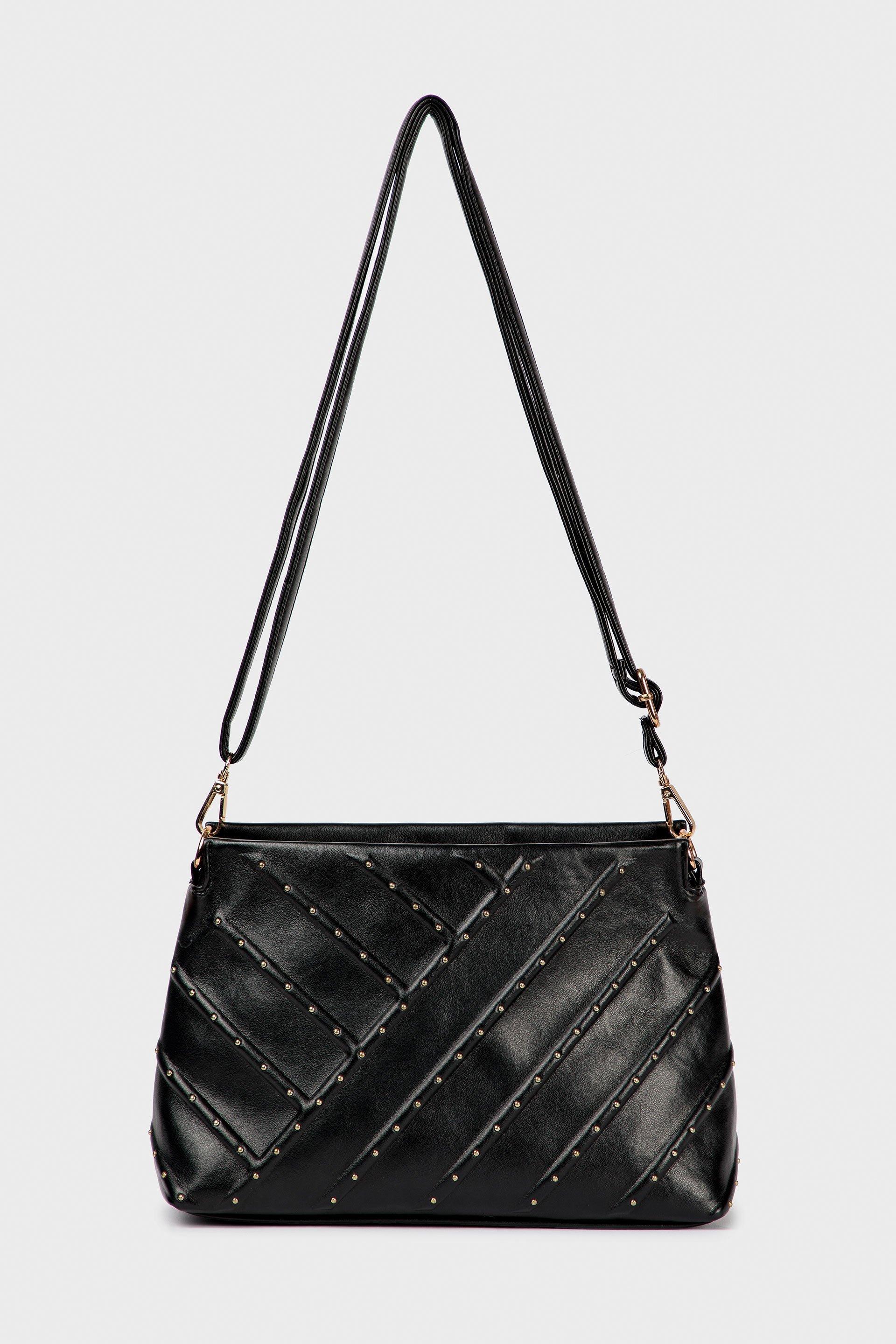 Black Studded Shoulder Bag, Women, , large image number 0