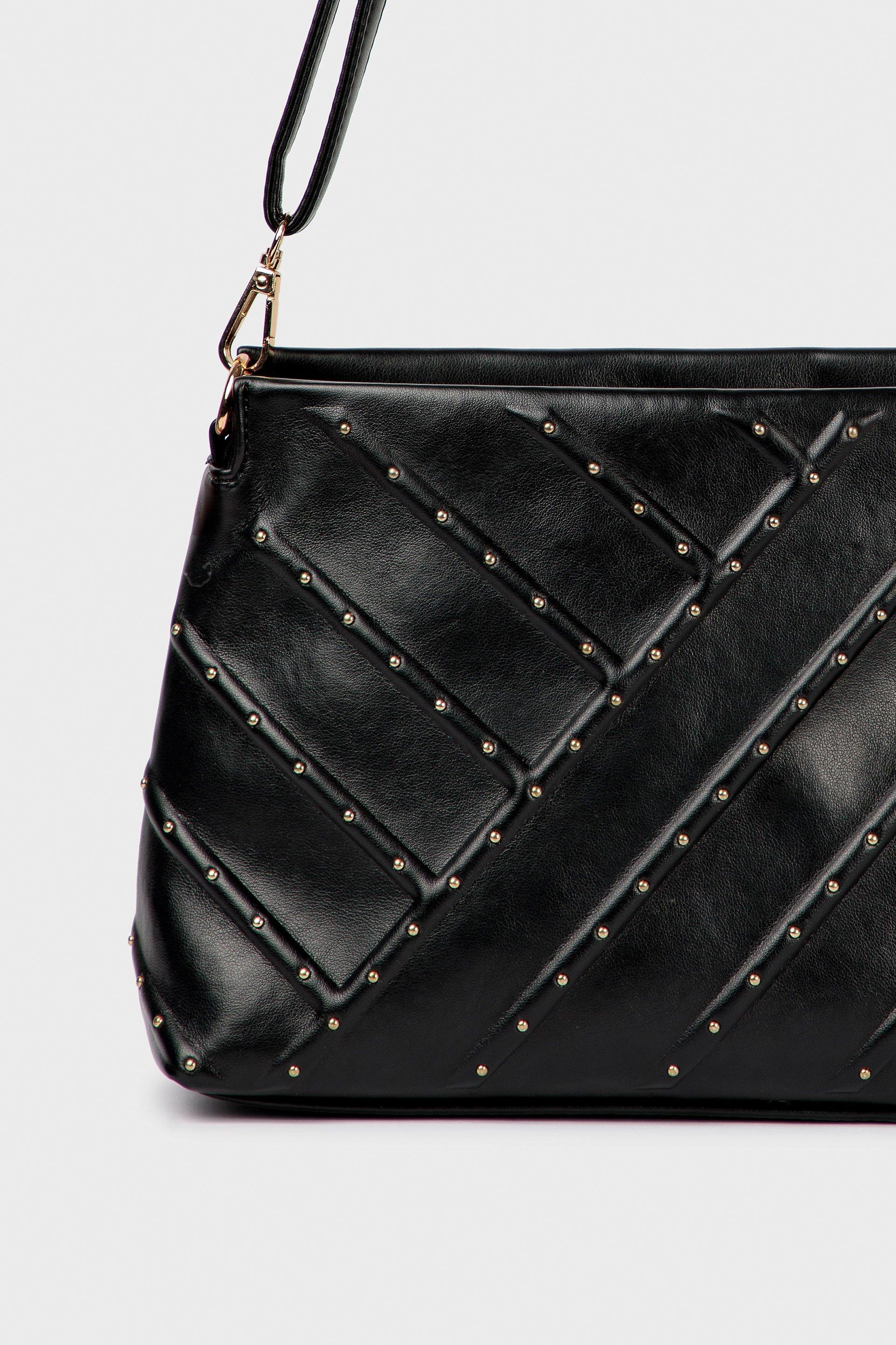 Black Studded Shoulder Bag, Women, , large image number 1