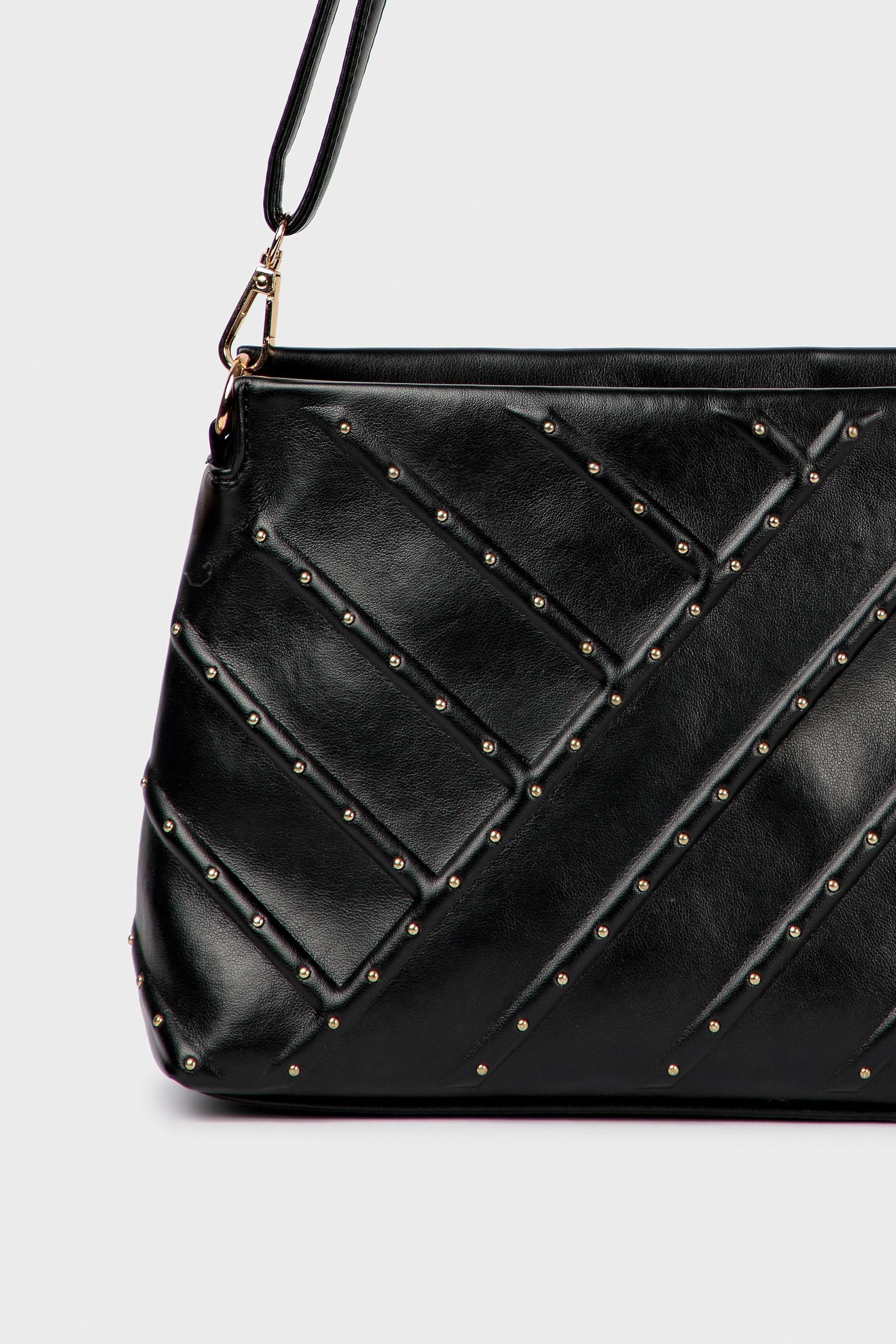 Black Studded Shoulder Bag, Women, , large image number 3