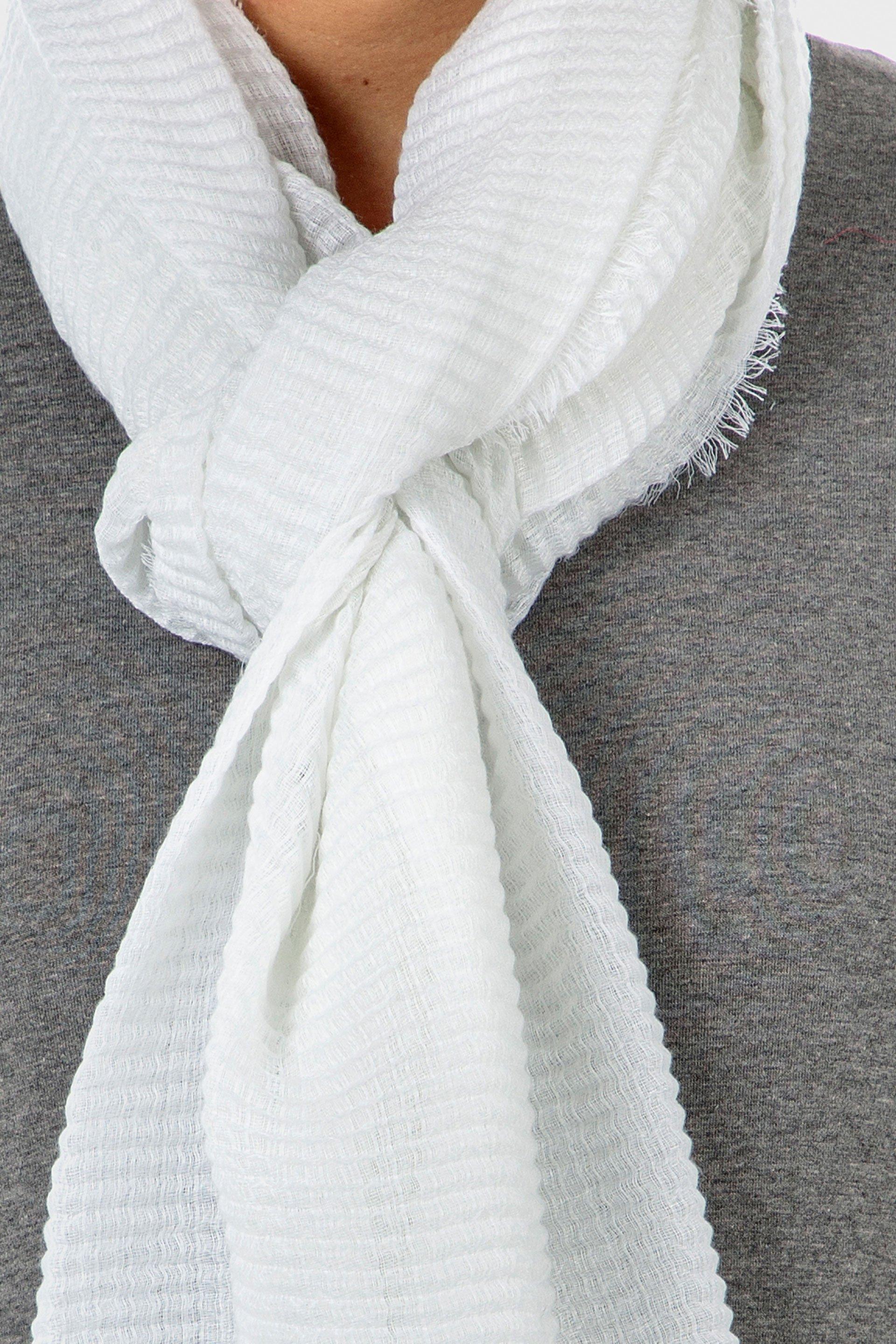 White Pleated Pashmina, Women, , large image number 1