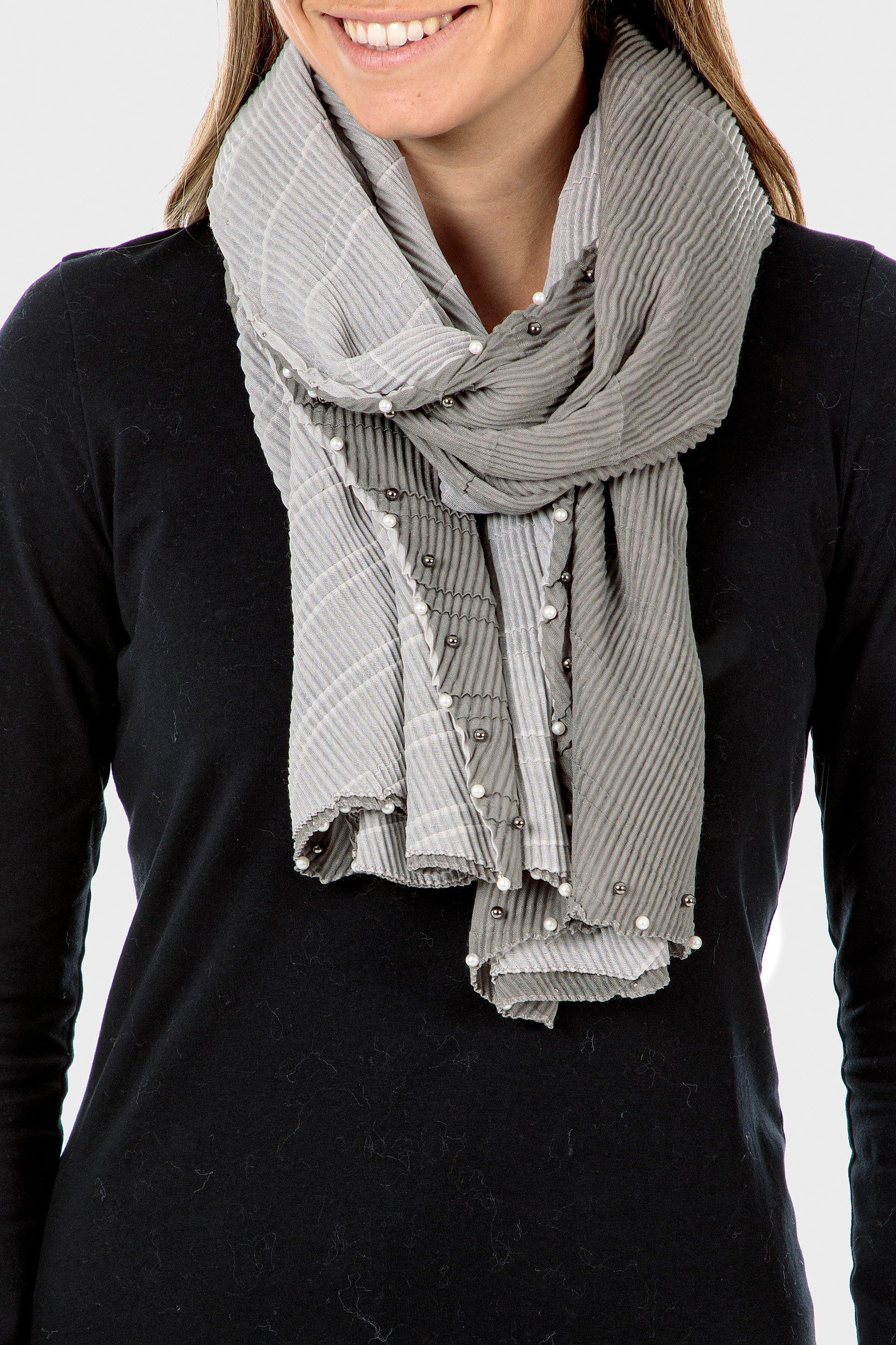 Grey Pleated Pashmina, Women, , large image number 0