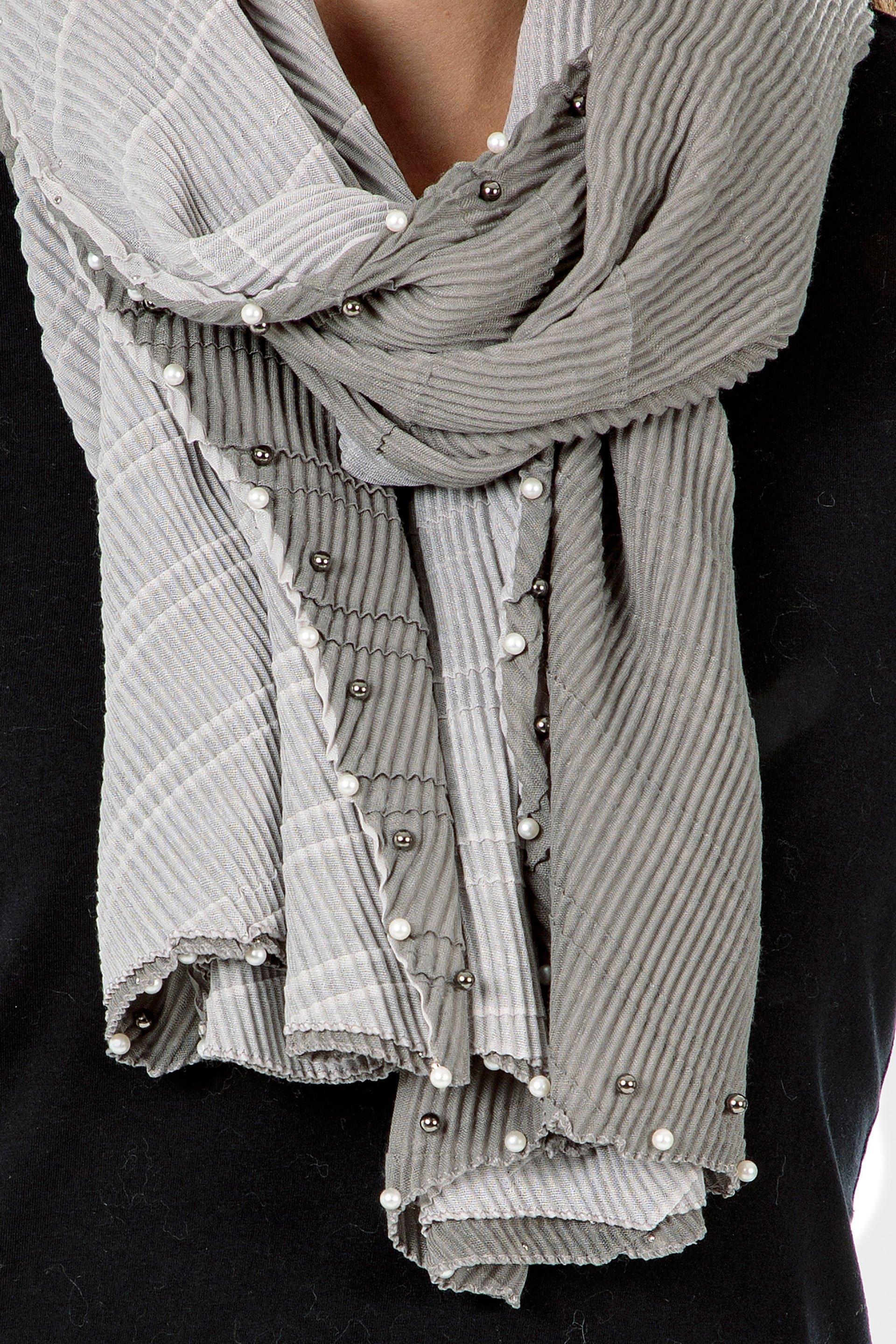 Grey Pleated Pashmina, Women, , large image number 1